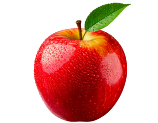  Red Apple with Leaf- Fresh Fruit png generated ai 