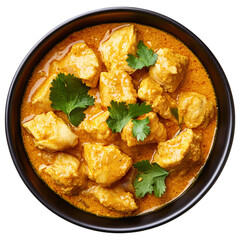  Bowl of chicken korma, top view isolated on a transparent background