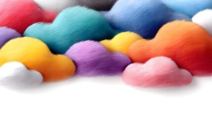 Colorful fluffy clouds in a whimsical arrangement
