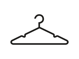 simple icon of clothes hanger, with black outline, line art