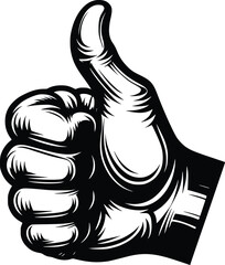 Black and White Thumbs Up Vector Illustration