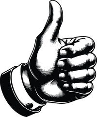 Black and White Thumbs Up Vector Illustration