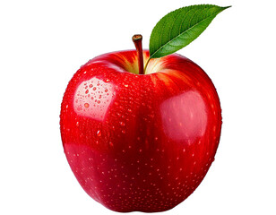  Red Apple with Leaf- Fresh Fruit png generated ai 