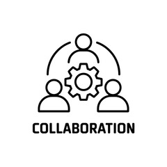 Collaboration Gear Icon &ndash; Teamwork Line Symbol
