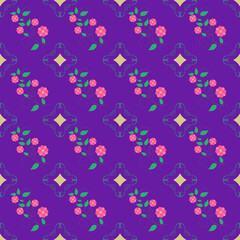 Seamless pattern with flowers on purple