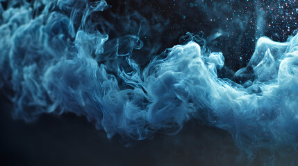 Softly blue smoke wisps swirl across a dark textured background creating atmospheric smoky effect