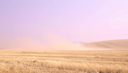 Fototapeta premium Dust storm impacting agricultural fields in open countryside nature photography rural environment wide-angle view
