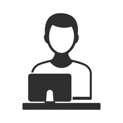 Computer User Information icon of silhouette vector illustration