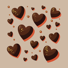 Playful Chocolate Characters, Chocolate Hearts, Gift Boxes, and Creative Illustrations for World Chocolate Day with Solid Colors, Perfect for T-shirts and Social Media