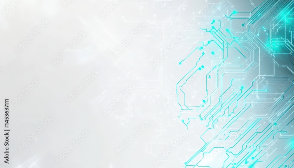 Aufkleber Abstract Blue Circuit Board Network on White Background Represents Advanced Digital Technology Communication System with Intricate Geometric Patterns and Modern Futuristic Design