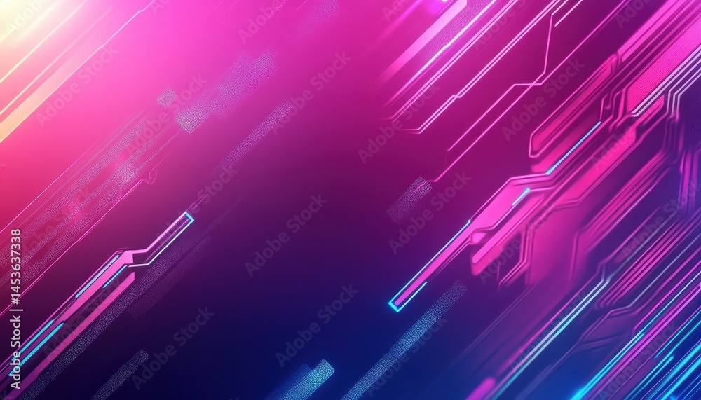 Poster Abstract Dark Background with Diagonal Lines and a Gradient of Pink and Blue Colors for Futuristic Design