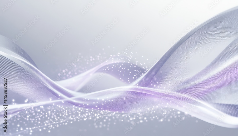 Aufkleber Abstract Digital Wave with Purple Highlights and Sparkling Dots on White Background for Modern Design Projects