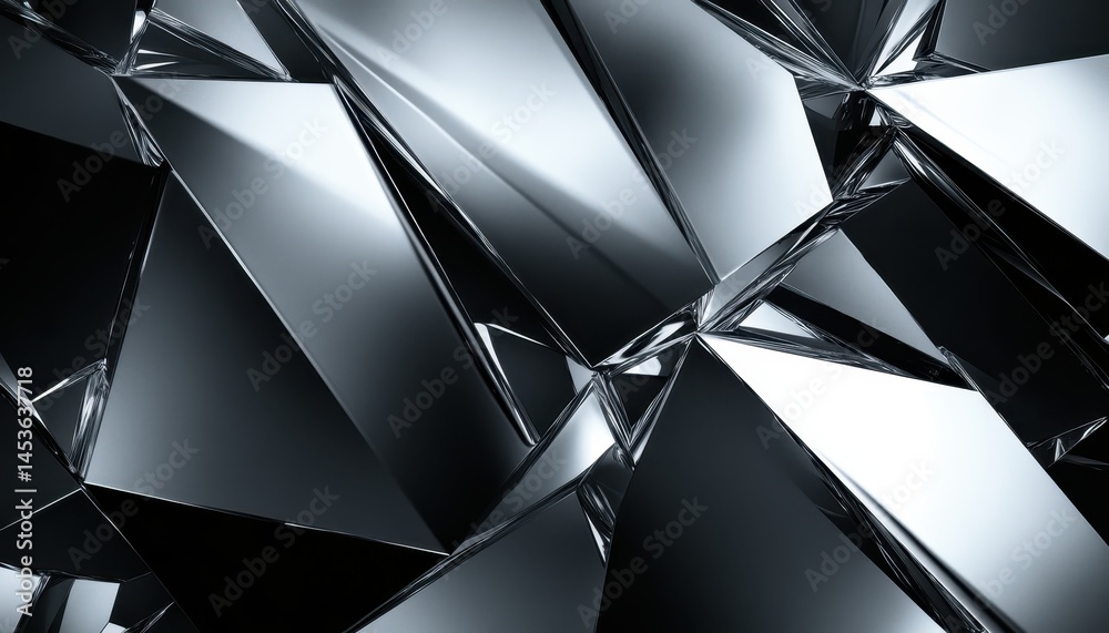 Poster abstract geometric design with triangle and polygonal shapes in silver and white tones a modern art 