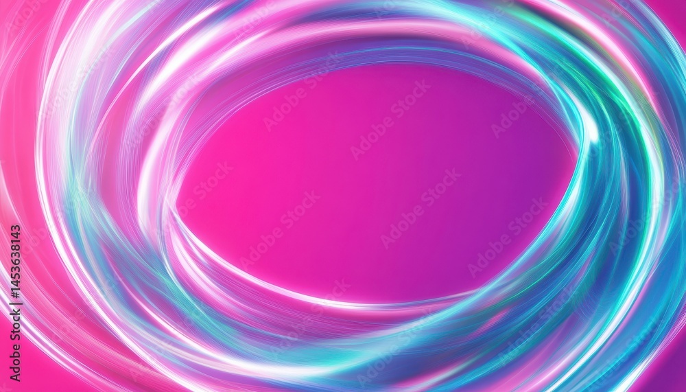Aufkleber abstract neon light rings with vibrant pink background texture glowing circle art design in a modern
