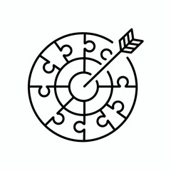 Puzzle Target Icon with Arrow for Strategic Focus