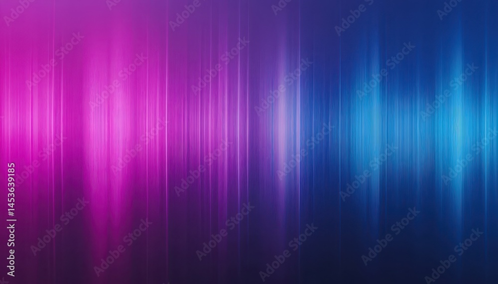 Poster Abstract Waveform Graphic in Blue and Purple Hues with Dynamic Lighting Technology Visualization on a Gradient Background
