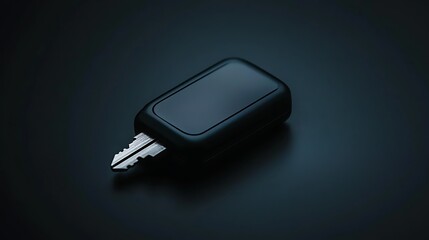 Sleek modern key fob resting on a dark surface, highlighting its design and functionality