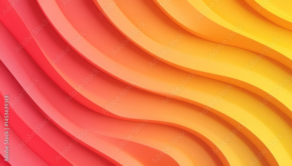 Aufkleber Abstract Wavy Background in Gradients of Red Orange and Yellow Gentle Curve Pattern Wallpaper with Smooth Color Transition