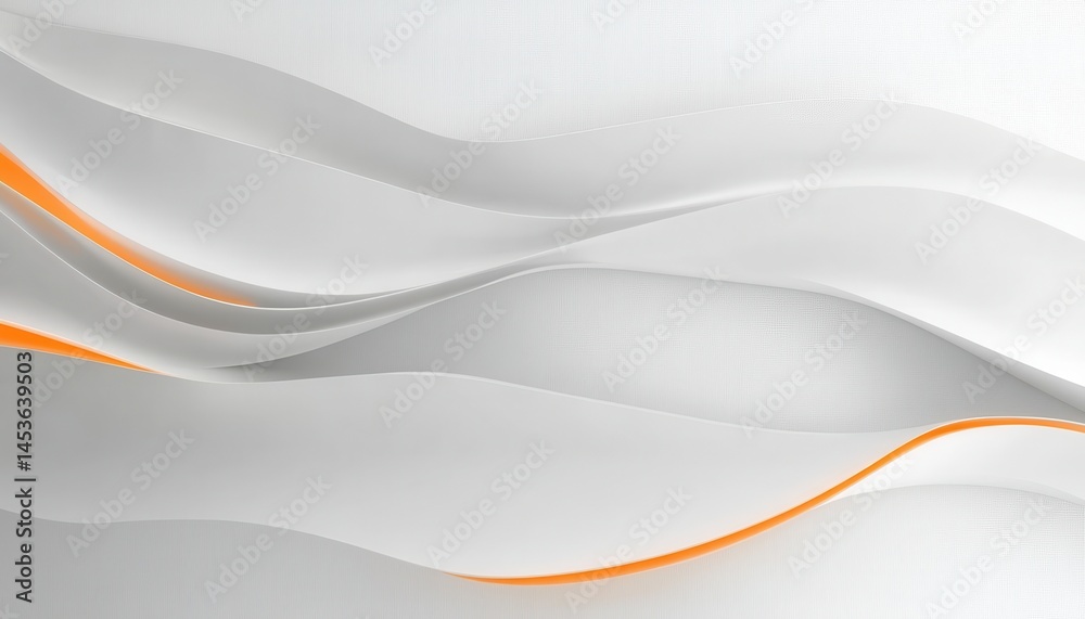 Poster abstract white and gray wavy layers with orange accents subtle textured background for modern presen