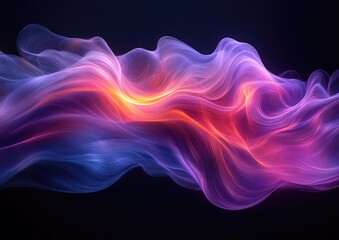 Fototapeta premium Abstract swirling forms with vibrant hues against a dark background.