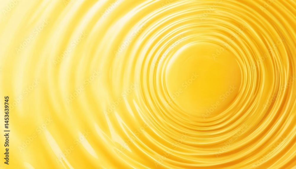 Aufkleber abstract yellow liquid with circular ripples golden hue and fluid texture macro shot