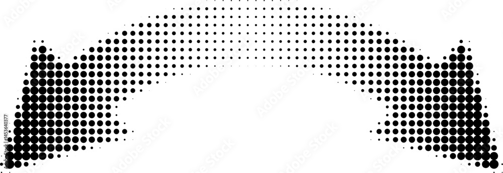 Wall mural abstract retro illustration of round halftone double sided arrow pointing left and right. black circ