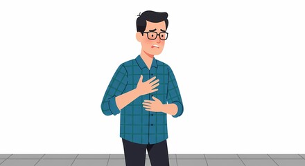 Illustration depicting a man experiencing chest discomfort, highlighting potential health concerns and the importance of recognizing cardiac symptoms