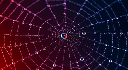 Fototapeta premium Dewdrops on a Spiderweb: A Macro Photography Masterpiece