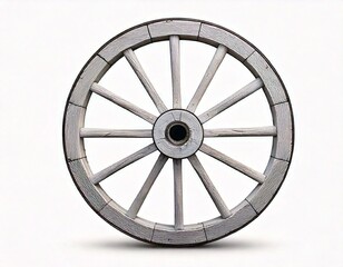 Fototapeta premium Wooden white wagon wheel isolated on white background.