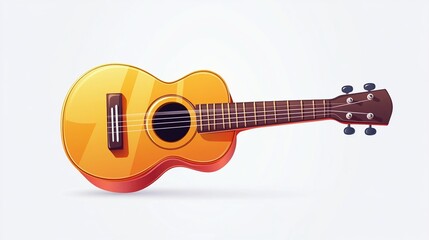 Fototapeta premium Cartoon ukulele, bright yellow, flat style