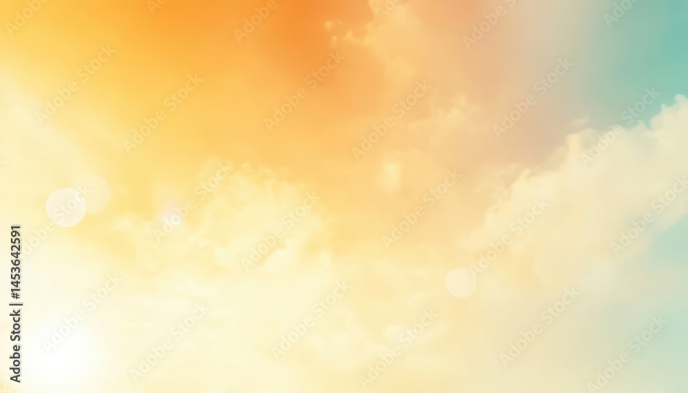 Aufkleber serene sky with gradient of yellow orange and blue hues featuring soft clouds creating a dreamy and 
