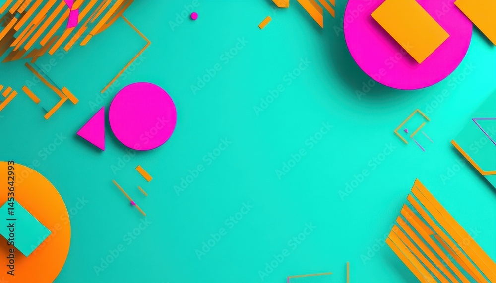 Poster Vibrant Abstract Background with Geometric Shapes in Pink Orange and Cyan Colors Perfect for Modern Design and Creative Projects with 3D Rendering