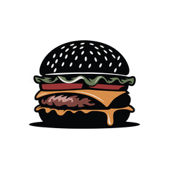  a silhouette burger with white background  with vector design