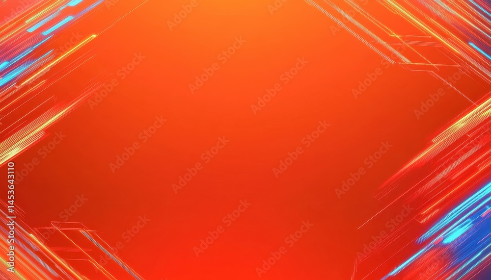 Poster Vibrant Orange Abstract Background with Dynamic Light Streaks Creates a Modern and Futuristic Design with Bright Colors and Smooth Gradients