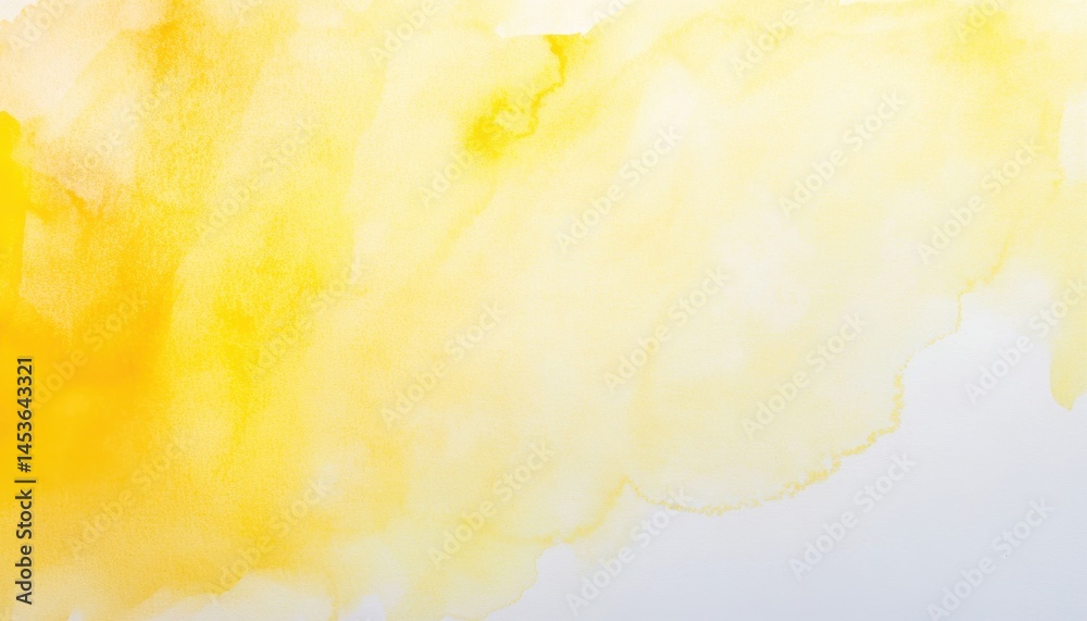 Aufkleber Yellow Watercolor Abstract Background with Subtle Gradient Wash Effect for Artistic Design and Creative Projects on White Paper Texture