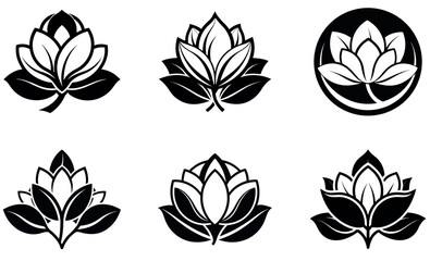 Black and White Lotus Flower Logo Designs – Elegant Floral Emblems