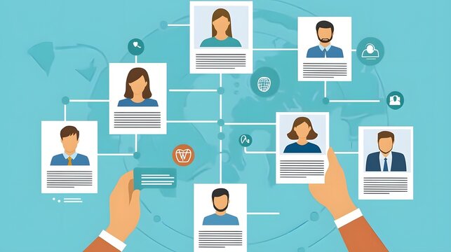 Clean vector showing flow of employee data from form to HR health database