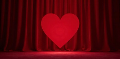 Crimson velvet stage drapes, cut-out heart shape , velvet, heart