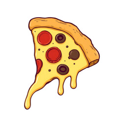 illustration of a slice of pizza with transparent background PNG and JPEG image