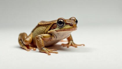 Single brown frog on pure white, textured skin, photography, brown frog, wildlife photography