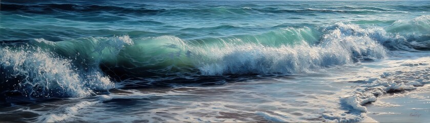 Fototapeta premium The rhythmic crash of ocean waves brings peace to the heart