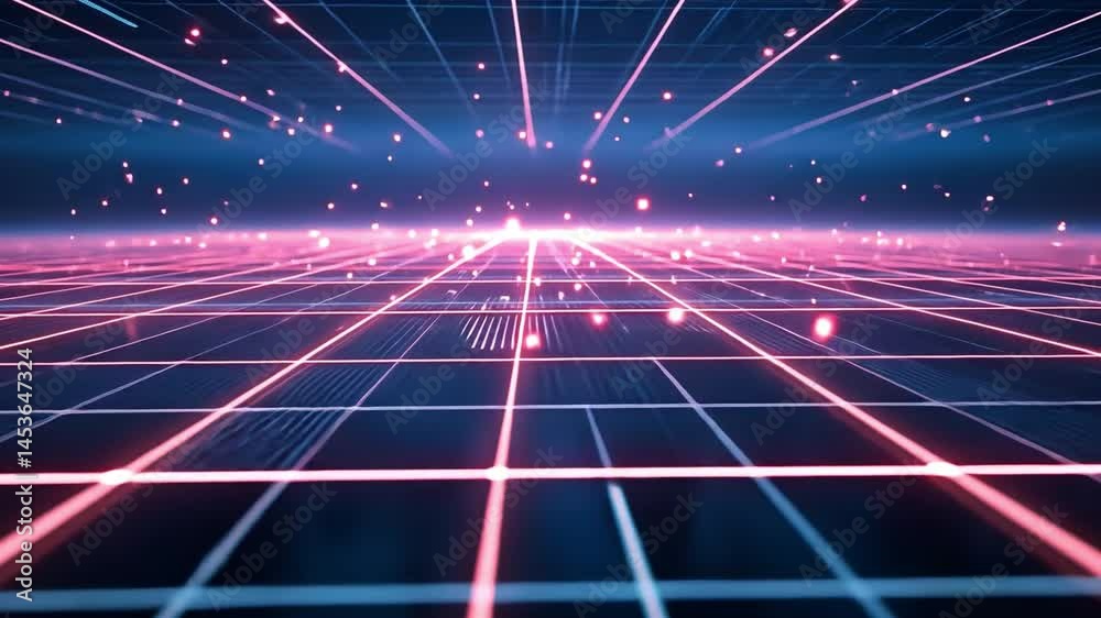 Poster digital grid in the cyber universe: a captivating digital grid illuminates the vastness of cyberspac