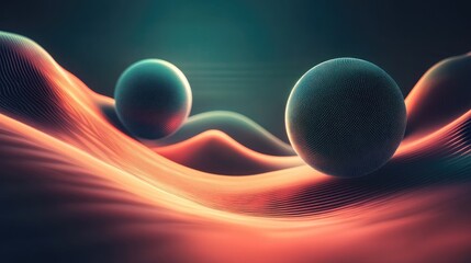 Abstract digital landscape with smooth, glowing spheres