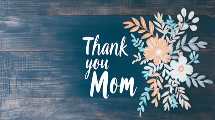 Mother's day thank you note design floral theme digital graphic heartfelt message
