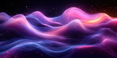 Obraz premium Abstract wavy forms of vibrant colors in a digital design.