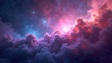 Fototapeta premium Stunning Cosmic Nebula with Colorful Clouds and Starry Background