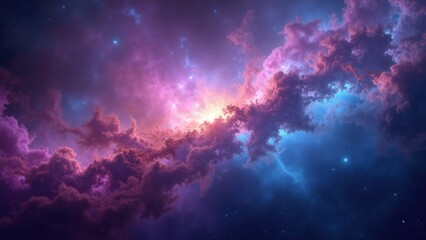 Vibrant Nebula with Colorful Clouds in Deep Space Atmosphere