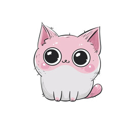 Illustration of a cute kawaii pink cat