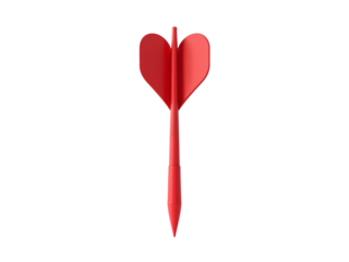 Red plastic dart isolated on transparent background, symbolizing accuracy, goal setting, and targeting in a business or sports context. Generative AI