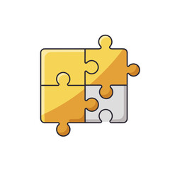 Obraz premium Puzzle Pieces in Yellow and Gray Colors Representing Collaboration, suitable for UI icon or educational material 
